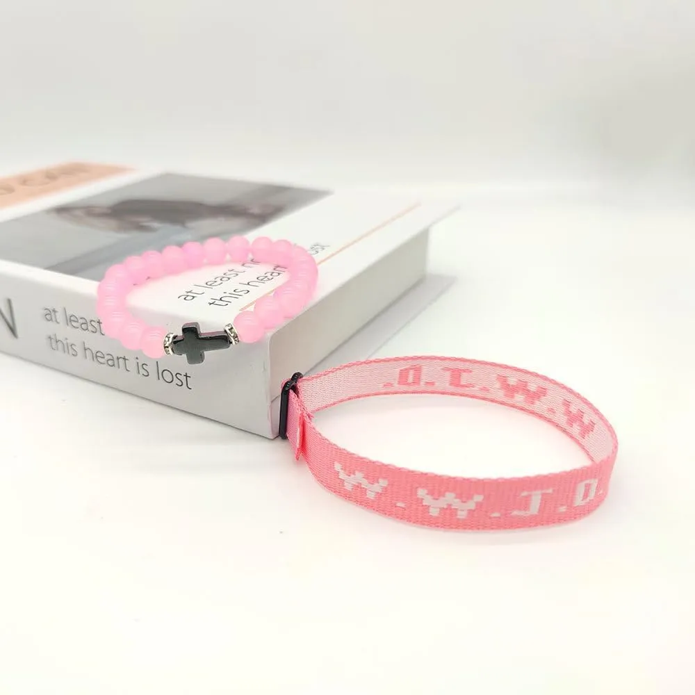 Pingyongchang What Would Jesus Do Bracelets WWJD Beads Bracelet Christian Cross Letter Matching Friendship Couples Protection Braided Religious Bracelets Gift for Women