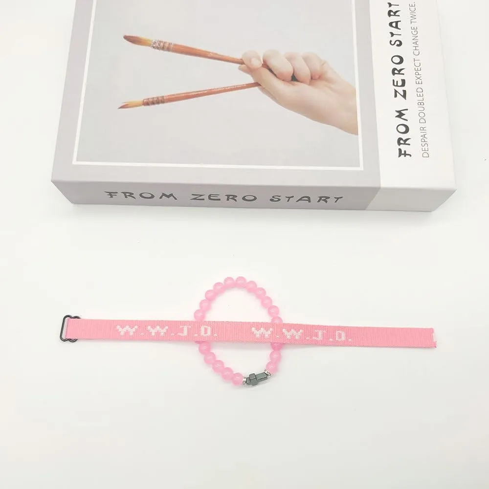 Pingyongchang What Would Jesus Do Bracelets WWJD Beads Bracelet Christian Cross Letter Matching Friendship Couples Protection Braided Religious Bracelets Gift for Women