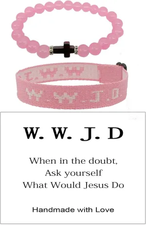 Pingyongchang What Would Jesus Do Bracelets WWJD Beads Bracelet Christian Cross Letter Matching Friendship Couples Protection Braided Religious Bracelets Gift for Women