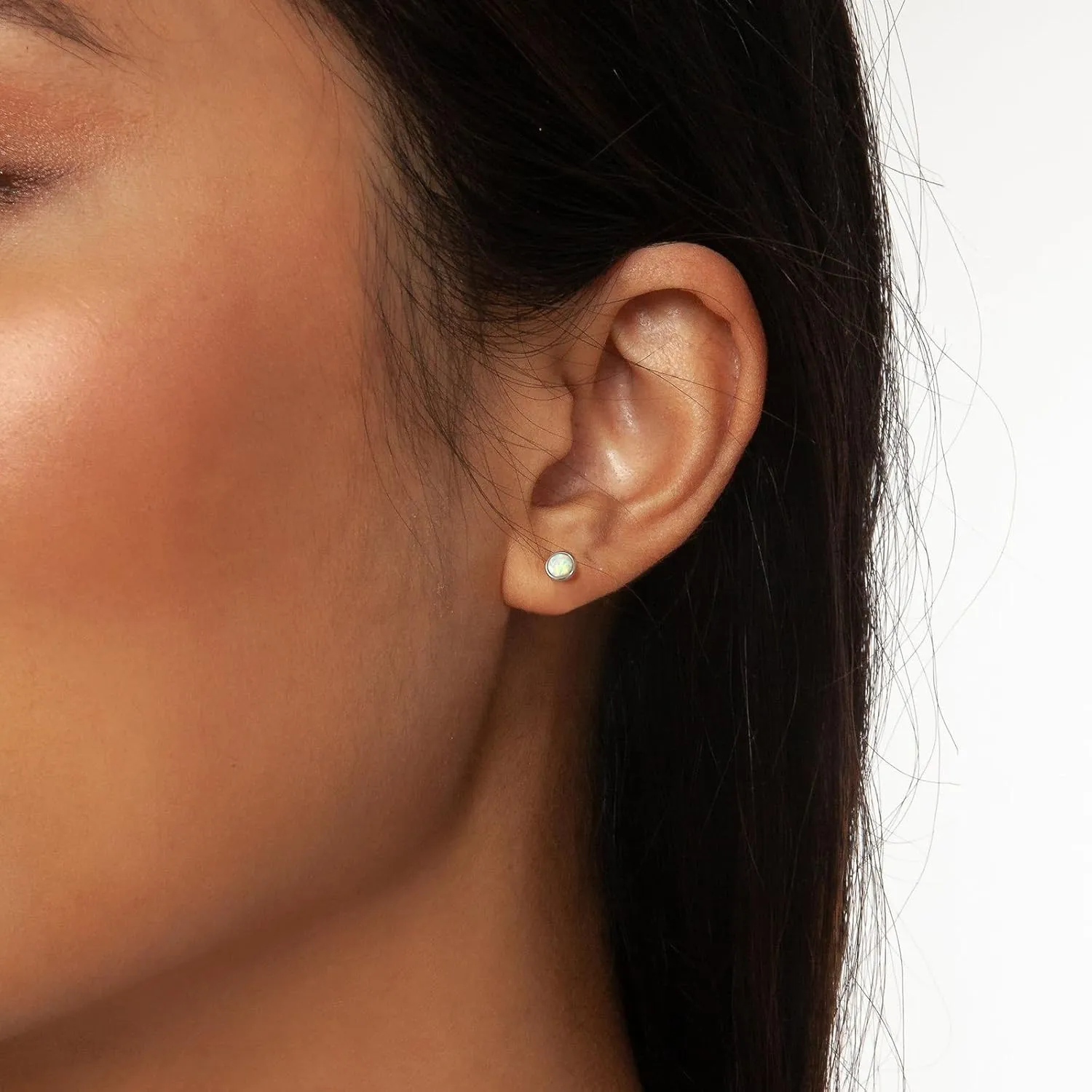 Planch Opal Stud Earring for Women Hypoallergenic Small Stud Earrings for Sensitive Ears Plated Stud