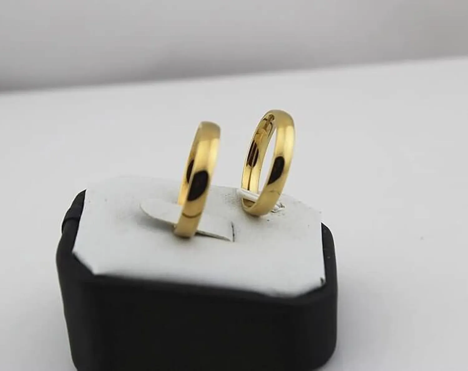 Plus Size Rings, Bridal Wedding Ring Sets Gold Couple Models Comfort Fit High Polished Comfort Fit