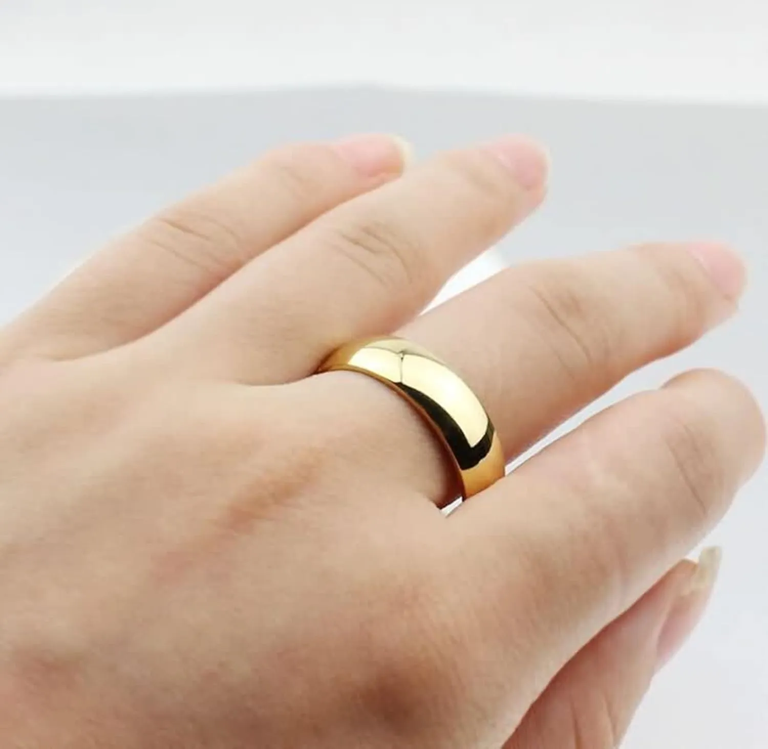 Plus Size Rings, Bridal Wedding Ring Sets Gold Couple Models Comfort Fit High Polished Comfort Fit