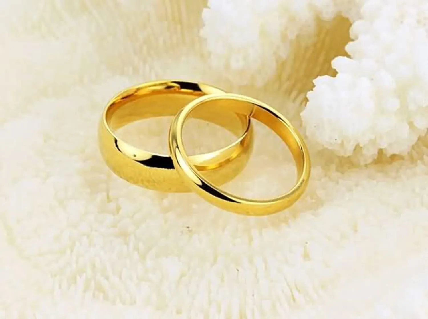 Plus Size Rings, Bridal Wedding Ring Sets Gold Couple Models Comfort Fit High Polished Comfort Fit