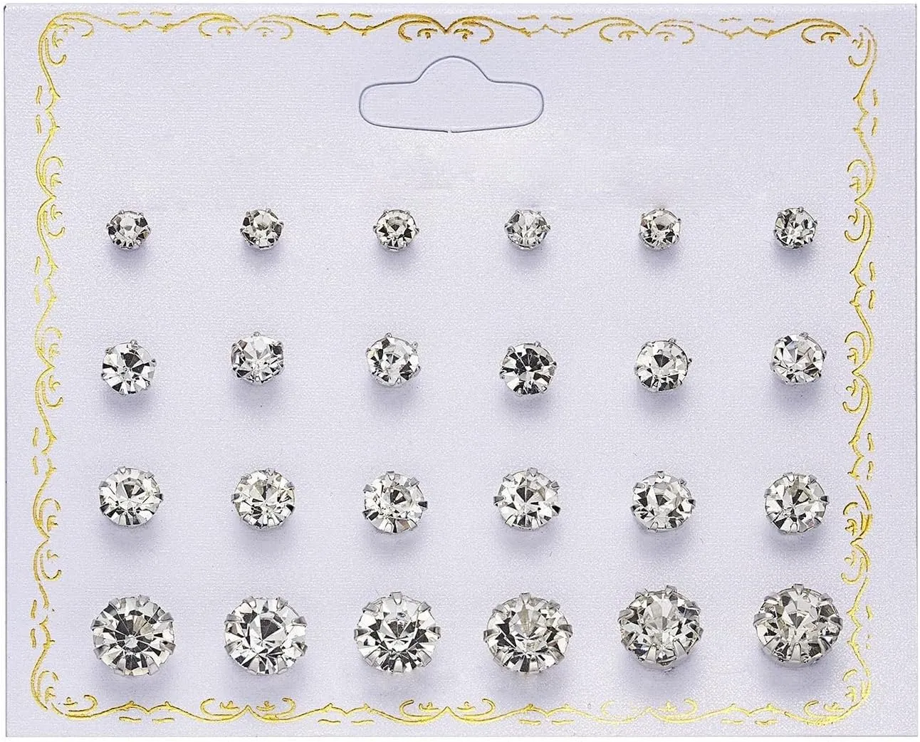 POWER BALANCE 12 Pairs S925 Silver Flat Stud Earrings set, Hypoallergenic clear Cubic Stud Earrings, Safe for Sensitive Ears, Trendy Unisex Jewelry GiftWomen Men