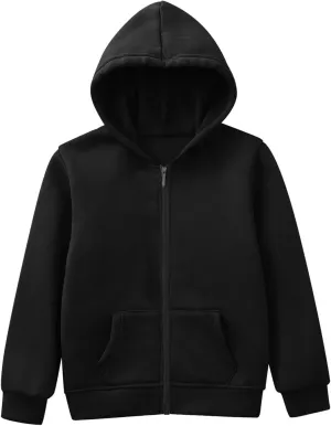 Prime Big Deal Days Boy's Zip Up Hoodies Solid Color Long Sleeve Inside Outside Sweater Shirt Comfortable Soft Top Fall Winter Outfits 9-10 Years No Drawstring-Black