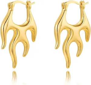 Punk Flame Hoop Earrings for Women Minimalist Dangle Drop Huggie Hoops Statement Earrings Small Hoop Christmas Ear Jewelry Gifts Hypoallergenic
