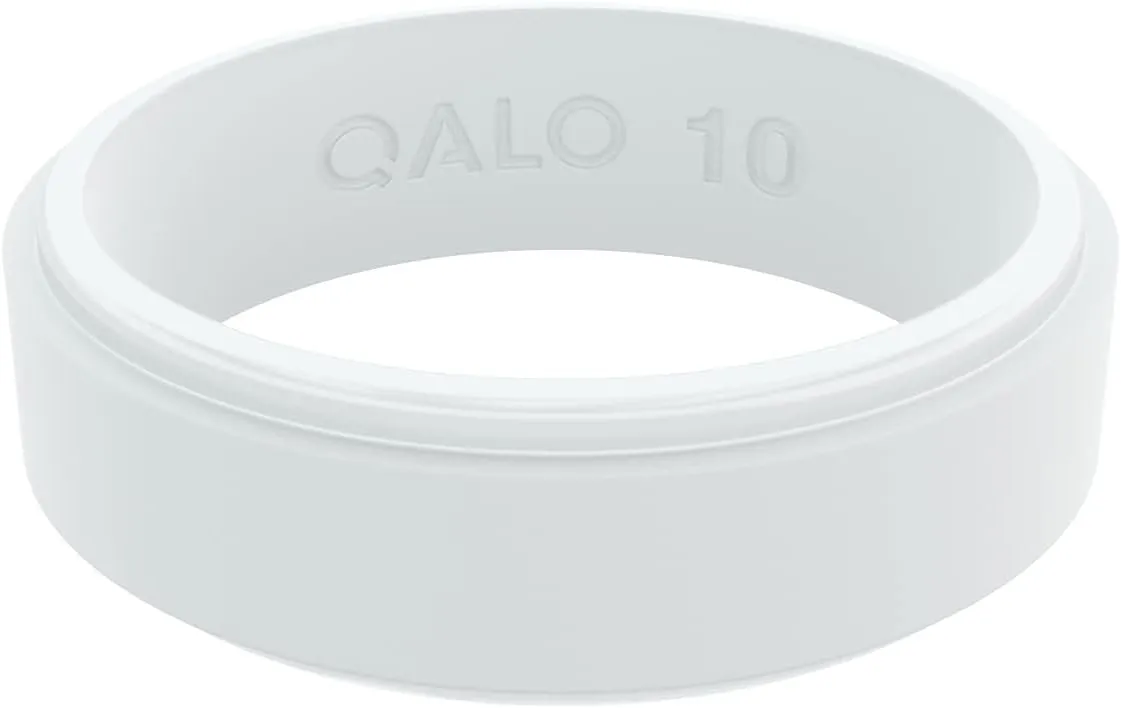 QALO Men & Women's Rubber Silicone Ring, Narrow Polished Step Edge Rubber Wedding Band, Breathable, Durable Unisex Engagement Silicone Ring, Multi Colors