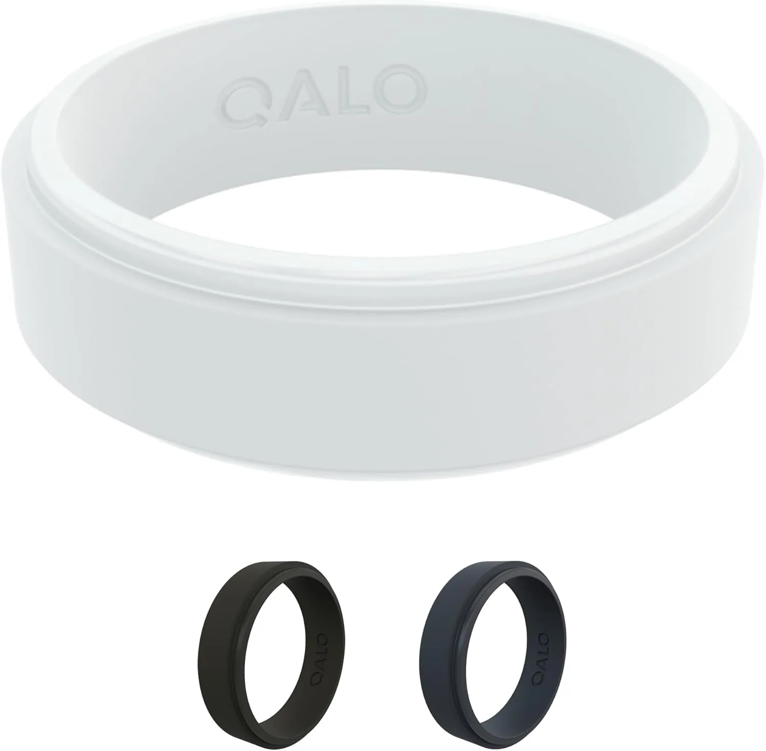 QALO Men & Women's Rubber Silicone Ring, Narrow Polished Step Edge Rubber Wedding Band, Breathable, Durable Unisex Engagement Silicone Ring, Multi Colors