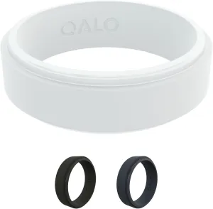 QALO Men & Women's Rubber Silicone Ring, Narrow Polished Step Edge Rubber Wedding Band, Breathable, Durable Unisex Engagement Silicone Ring, Multi Colors