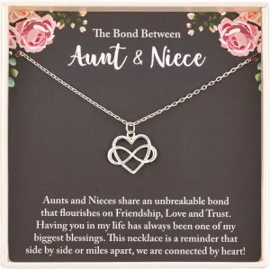 RareLove Aunt Gifts - Niece Gifts from Auntie 925 Sterling Silver Tiny Infinity Heart Necklaces for Women,Aunt Niece Necklace