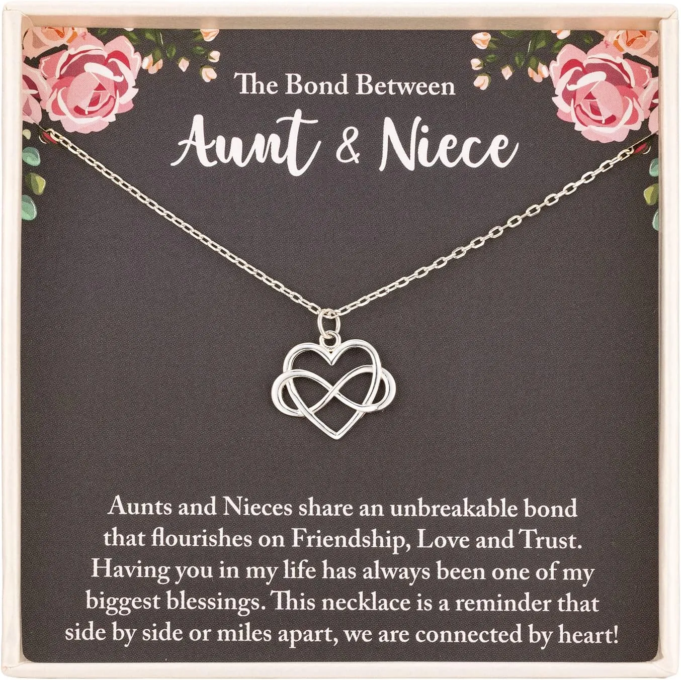 RareLove Aunt Gifts - Niece Gifts from Auntie 925 Sterling Silver Tiny Infinity Heart Necklaces for Women,Aunt Niece Necklace