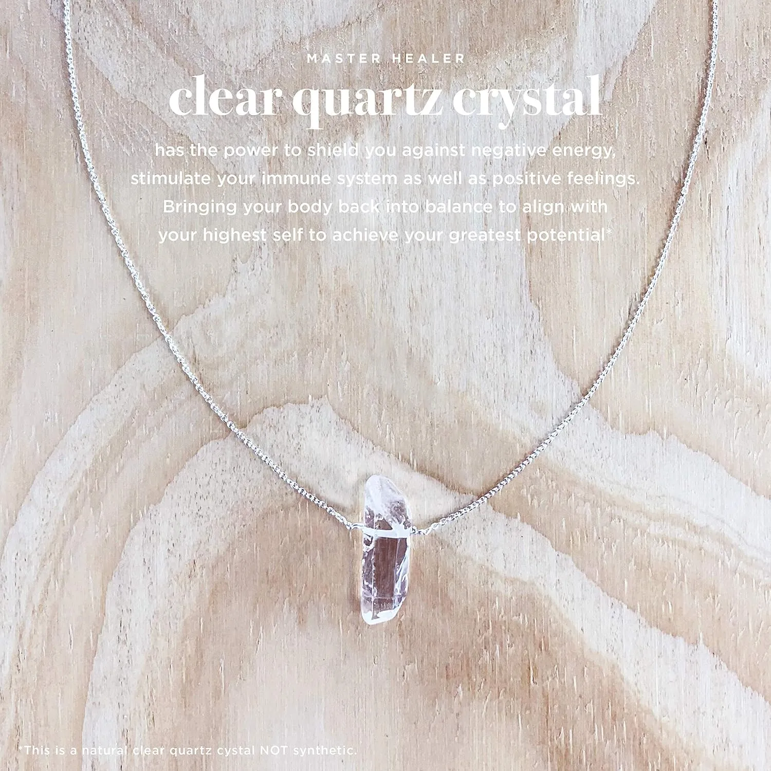 Raw Clear Quartz Crystal Necklace, Authentic Natural White Pendant, 925 Sterling Silver 18 inch Chain, Handmade Jewelry Gifts for Women and Men (Crystal-Silver)