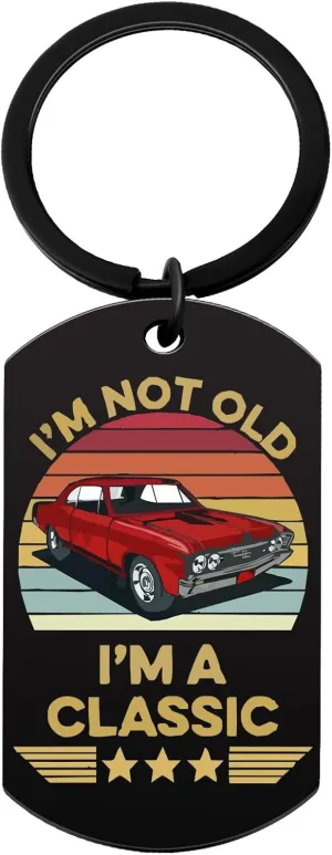 Retirement Father's Day Gifts for Men Funny Keychain Gifts for Men Male Grandpa Old Dad Husband Him 40th 50th 70th 80th Birthday Unique Cool Sentimental for Adults Valentines Day