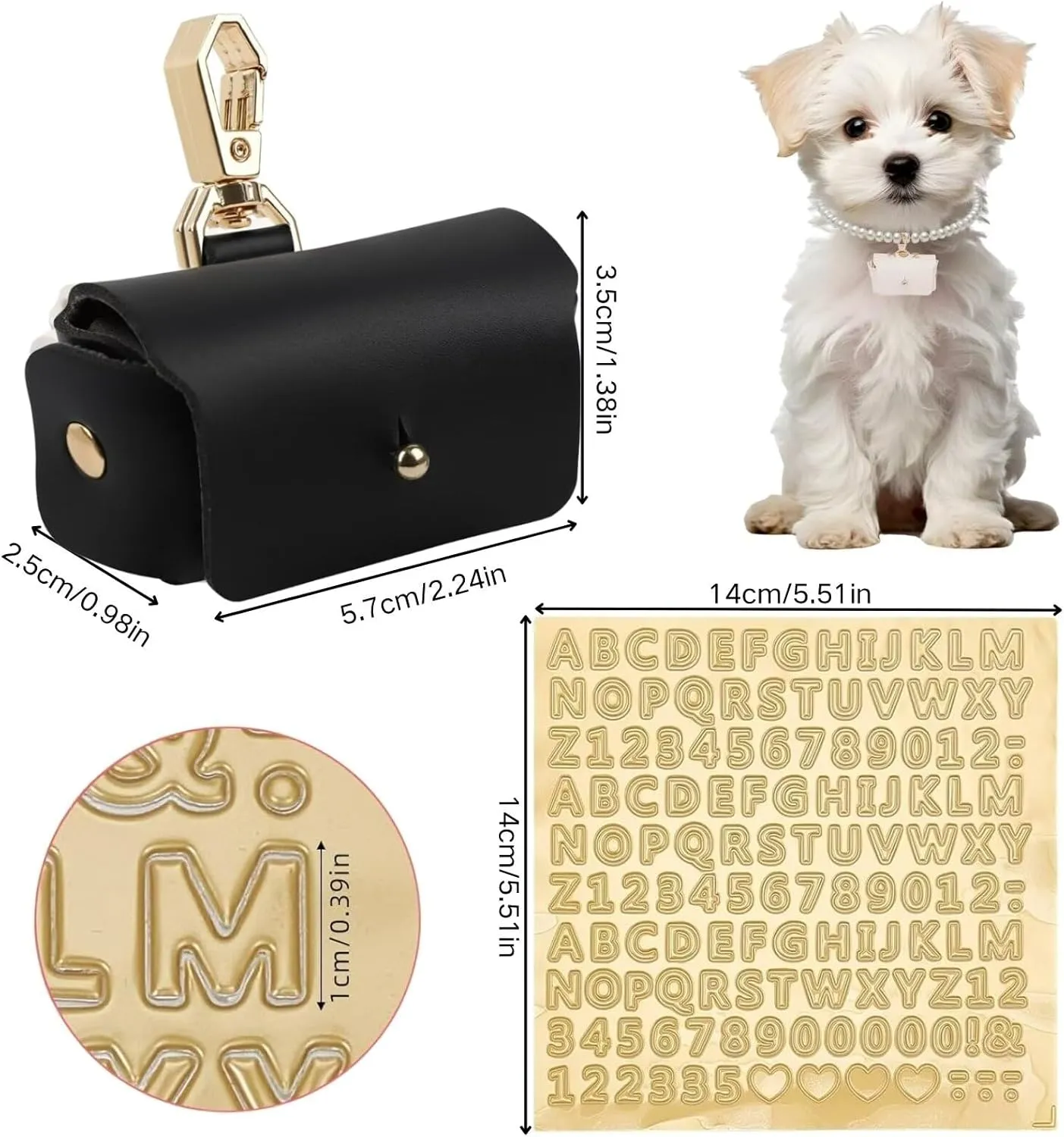 Ring Bearer Pillows for Dog Collar with Sticker, Leather Wedding Ring Pillow Box for Pet, Couple Ring Storage Box for Proposal Engagement Wedding Ceremony Party, Black
