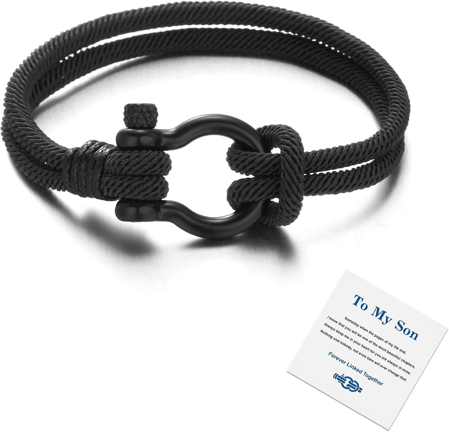 RINHOO FRIENDSHIP To My Son Bracelet I Will Always Be With You Handmade Braided Leather Love Bracelet Inspirational Wristband Meaningful Bracelet