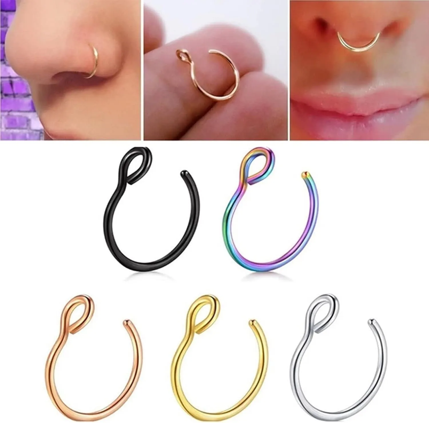 Rook Jewelry Surgical Steel, Tragus Piercing Jewelry Polished U Shape Nose Lip Tongue 6Pcs Women