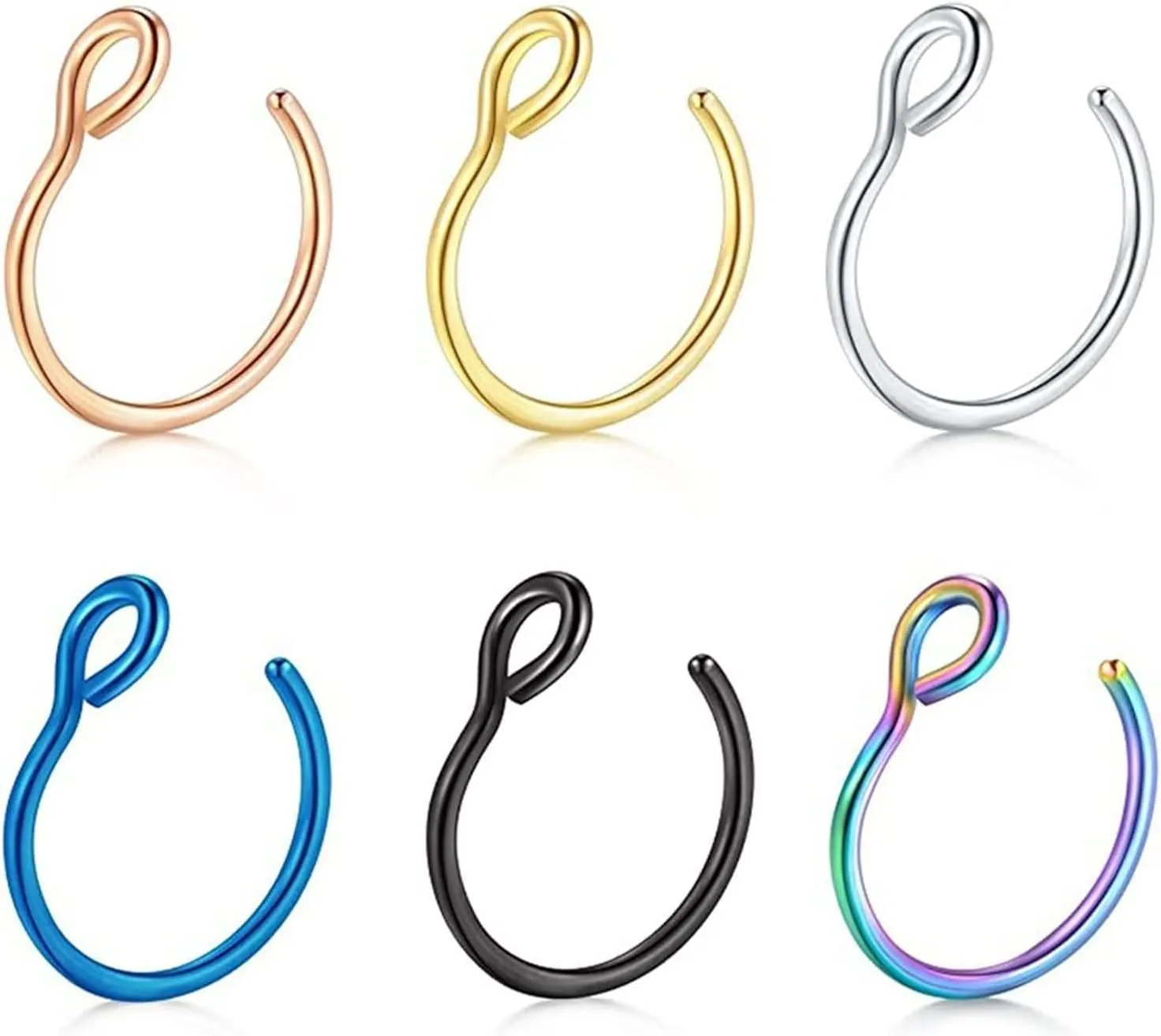 Rook Jewelry Surgical Steel, Tragus Piercing Jewelry Polished U Shape Nose Lip Tongue 6Pcs Women