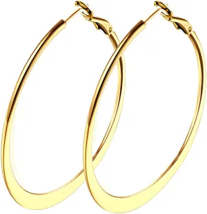 Rose Gold Hoop Earrings for Women, Fashion Round Lightweight Hoops Earrings Gift White Gold Rose Gold Plated 40mm - 50mm - 60mm