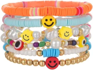 RTY Handmade Friendship Bracelets Adjustable Multilayer Braided Bracelet Colorful Beaded Bracelets Elastic Beaded Anklet for Women Men Jewelry Beach Holiday Accessories