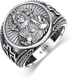 Saint Jesus Rings 925 Sterling Silver Heart of Jesus Religious Catholic Rings