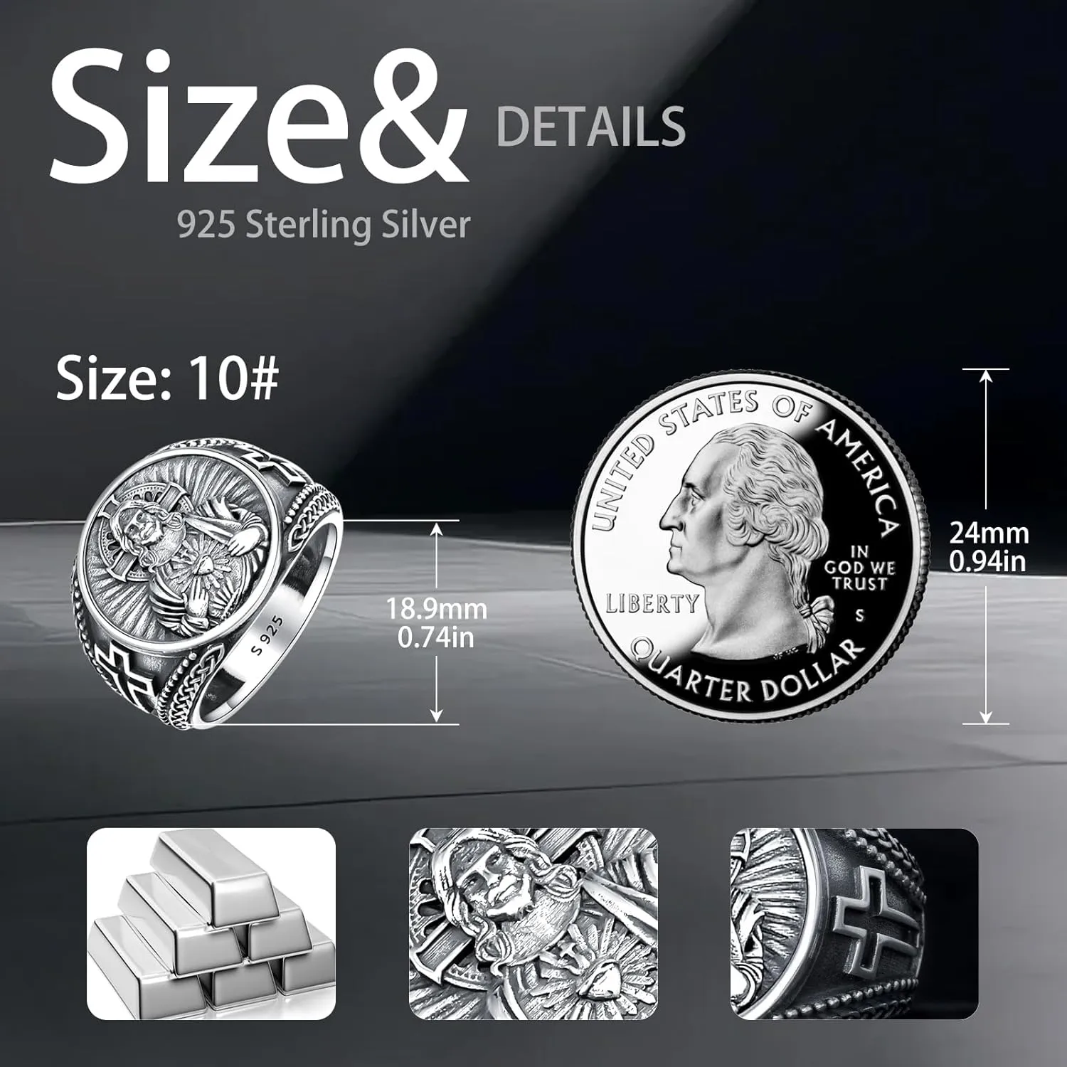 Saint Jesus Rings 925 Sterling Silver Heart of Jesus Religious Catholic Rings