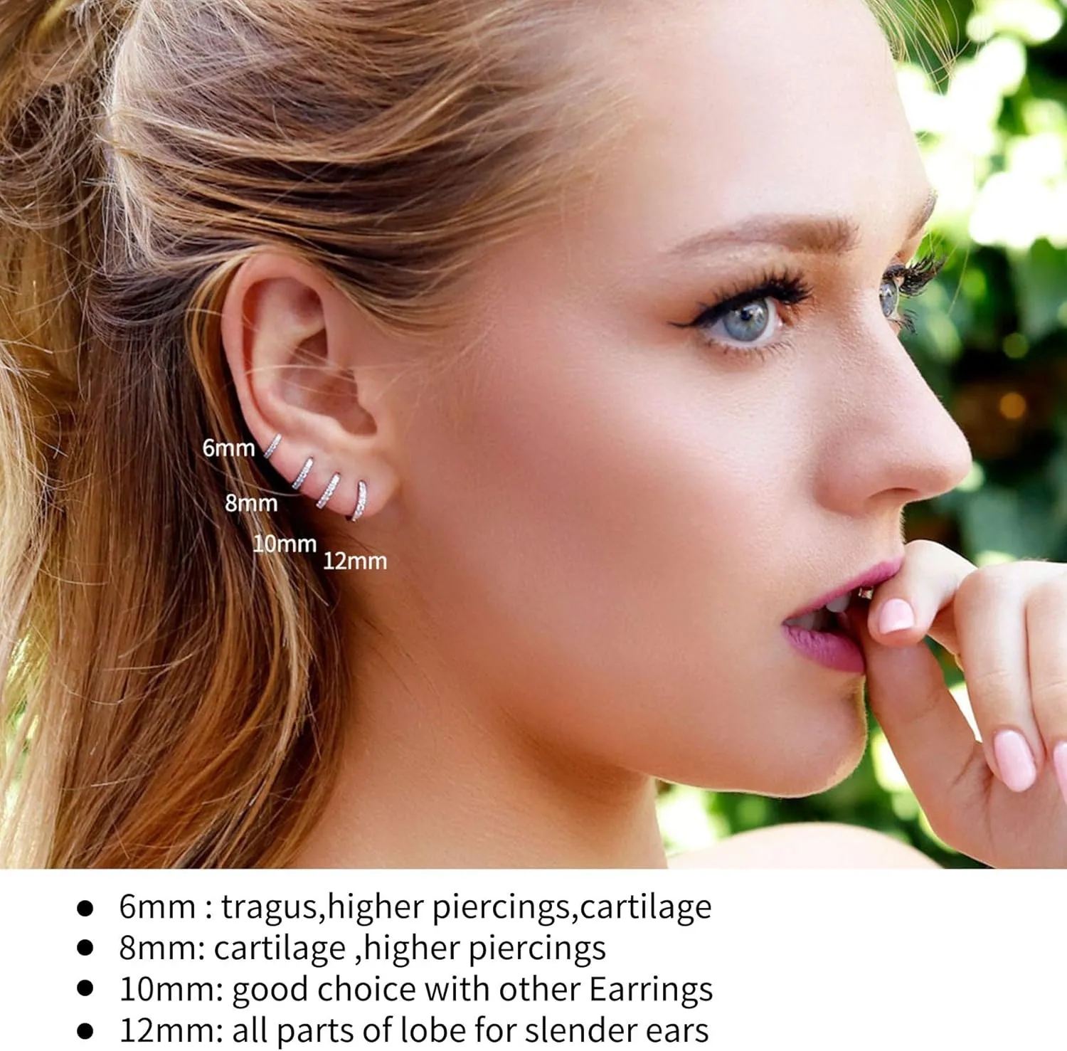 SANNYRA Hoops Earrings for Women, Small cartilage Diamond Sterling Silver Huggie Hoop Earrings, 6mm 8mm 10mm 12mm Cz Ear Studs for Men Women