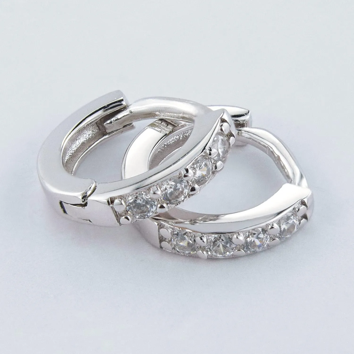 SANNYRA Hoops Earrings for Women, Small cartilage Diamond Sterling Silver Huggie Hoop Earrings, 6mm 8mm 10mm 12mm Cz Ear Studs for Men Women