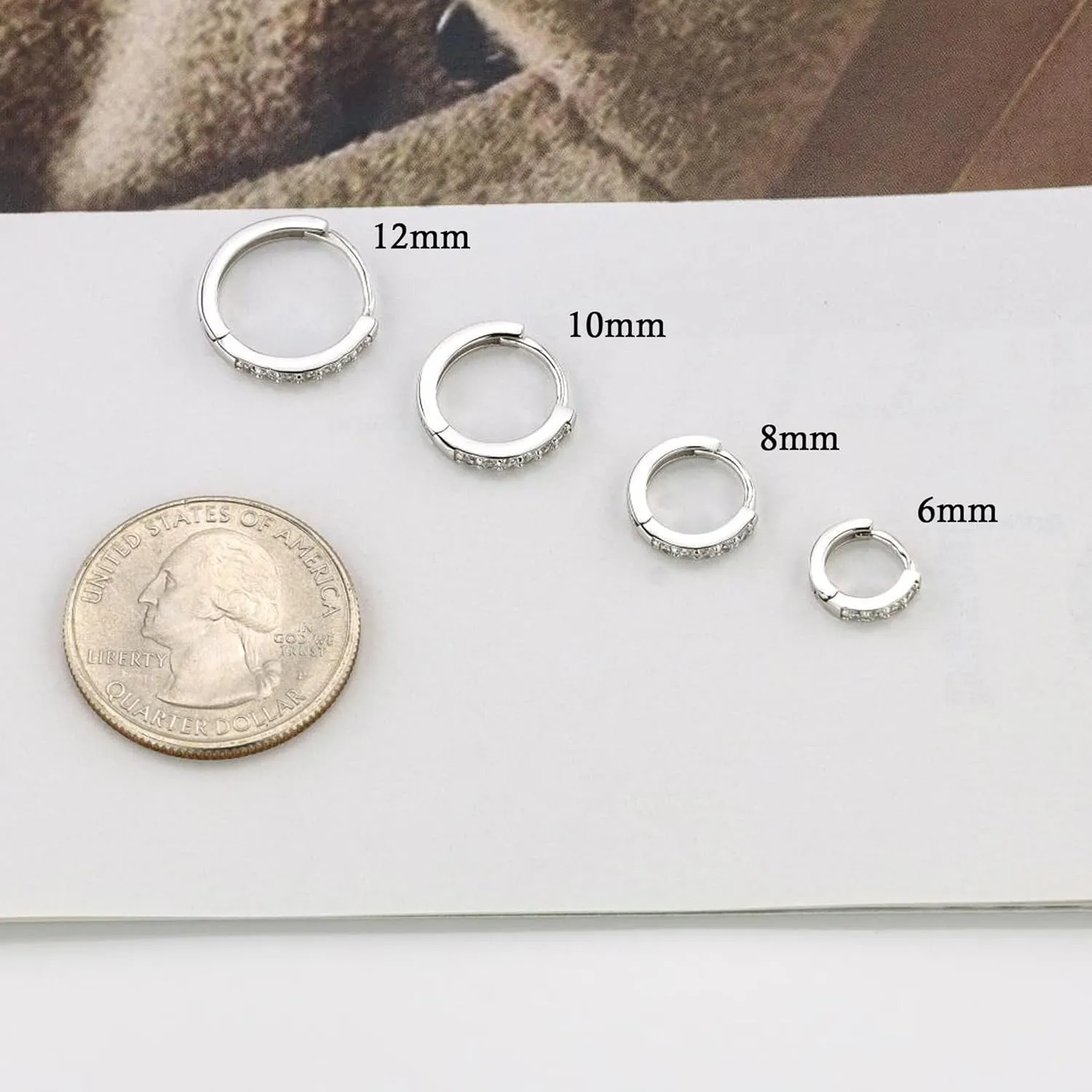 SANNYRA Hoops Earrings for Women, Small cartilage Diamond Sterling Silver Huggie Hoop Earrings, 6mm 8mm 10mm 12mm Cz Ear Studs for Men Women