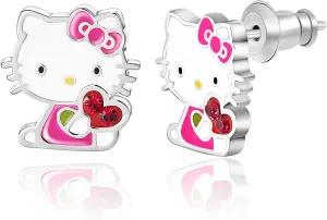 Sanrio Hello Kitty & My Melody Women's Stud Earrings Collection  Silver Flash-Plated, Enamel & Crystal Designs, Officially Licensed Jewelry