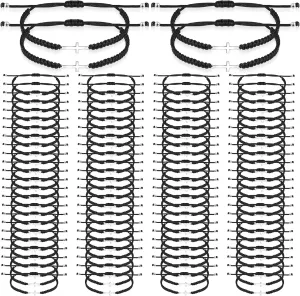 Sasylvia 100 Pcs Cross Bracelets Bulk Adjustable Christian Braided String Bracelets for Easter Graduation, Christian gift for Men, Women, Baptism, Church, Funerals, Friendship