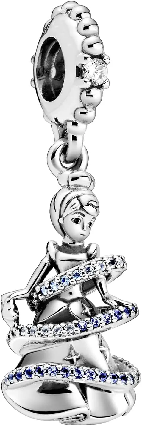 Silver Pendant New 925 Sterling Silver Charm Inlaid Zirconia Cinderella Princess Dress Pendant Birthday Gift Female DIY Valentine's day Necklace Pendant Beaded