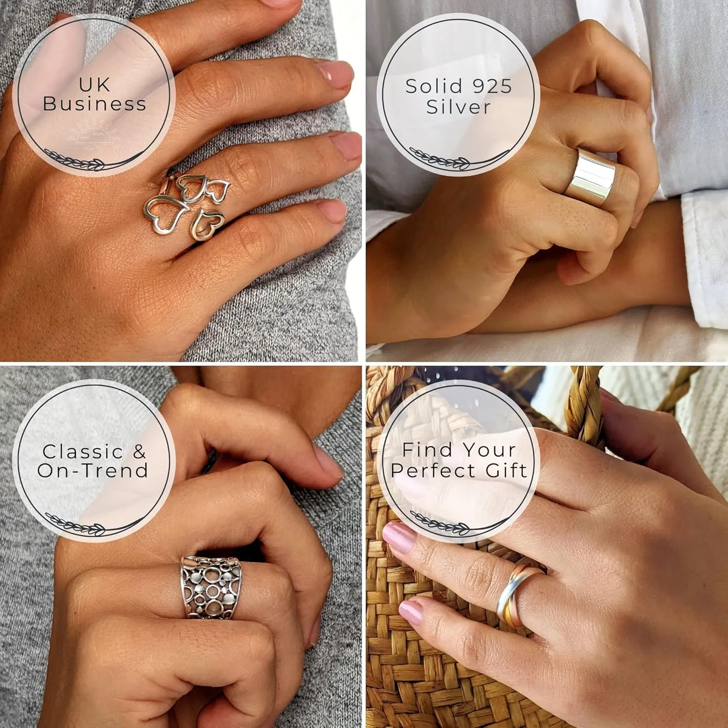 Silverly Wide Thumb Rings for Women in 925 Sterling Silver - Polished Silver Rings for Men - Chunky Men's Rings - Plain Simple Smooth Thick Band Ring - Mr and Mrs Gifts