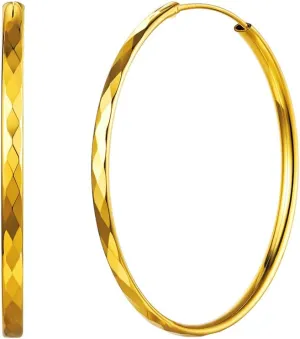 Silvora Large Sterling Silver Hoop Earrings for Women Diamond-Cut Silver Hoop Earrings Hypoallergenic Circle 3mm Thin Hoop Oversize Hoop Earrings for Girls 30/50/70mm