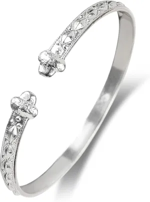 Solid .925 Sterling Silver Bangle Cuff Bracelet Large For Women Gold Plated Jewelry Stretch Bracelets Friendship Gift Birthday Gifts West Indian Bangle Flat Acorn Ends - 1 piece