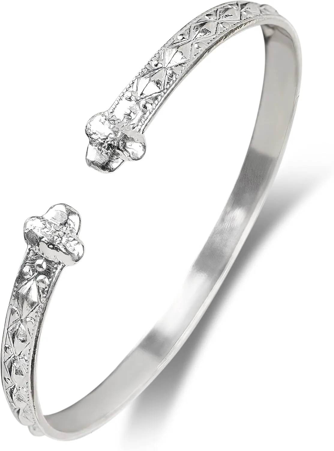 Solid .925 Sterling Silver Bangle Cuff Bracelet Large For Women Gold Plated Jewelry Stretch Bracelets Friendship Gift Birthday Gifts West Indian Bangle Flat Acorn Ends - 1 piece