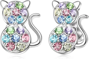 Spefavo Beautiful Cute Cat Earrings Hypoallergenic, Cat Lovers Girls Children Birthday Easter Christmas Halloween Valentine's Day, Gift for Grandmother Mom to Granddaughter Daughter