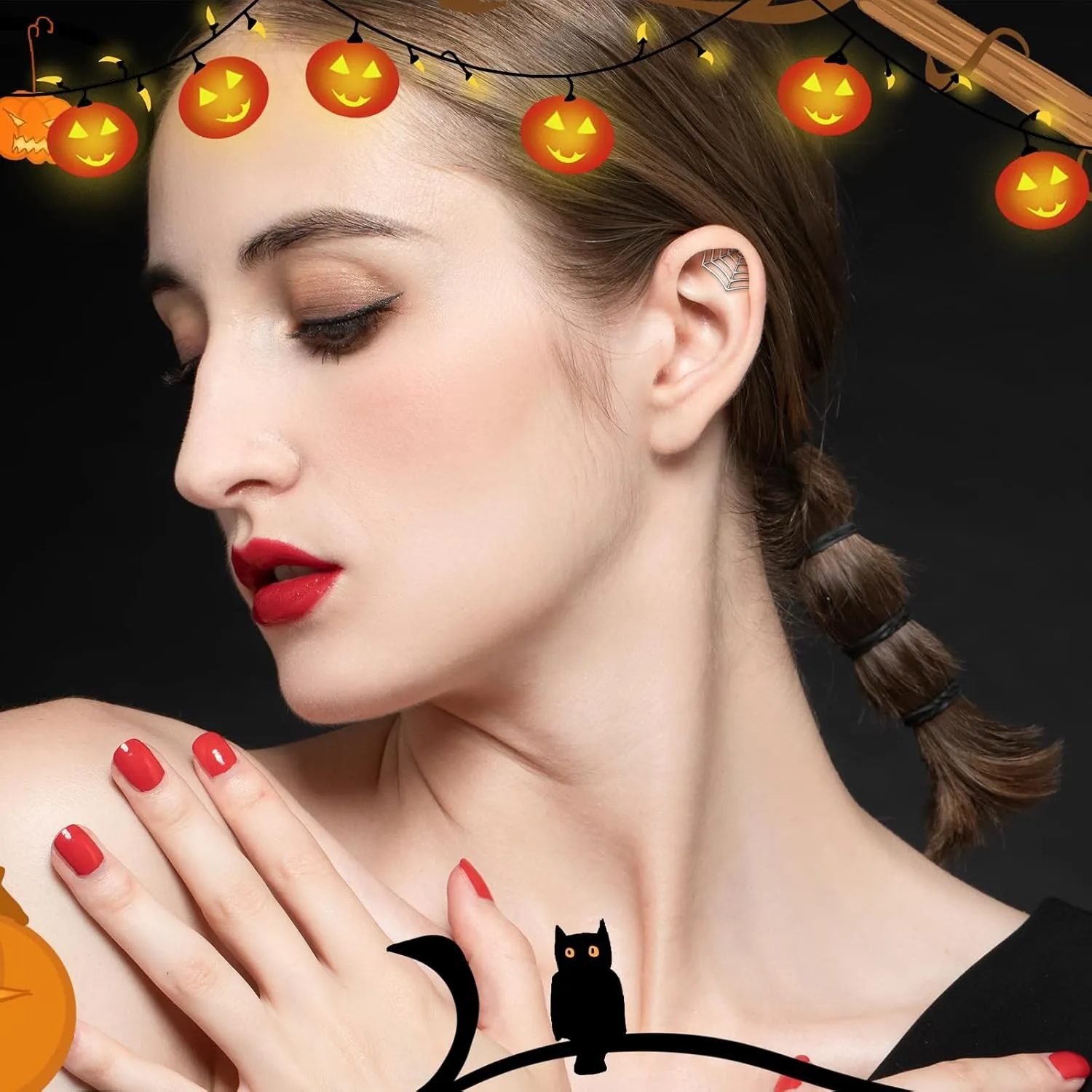 Spider Web Earrings for Women Goth Spider Web Cartilage Earring Unique Fake Spider Goth Earring Hip Hop Punk Stud Earring Halloween Earring Gothic Jewelry Cosplay Costume Accessories
