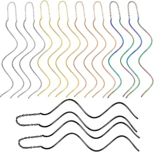 Spiral Threader Dangle Earrings for Women in 5 Colors - Silver Black Gold Rainbow Rosegold - Chic & Lightweight Drop Prom Earrings