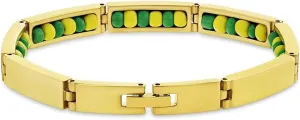 Stainless Steel Gold Tone Green & Yellow Babalawo Orula Bracelet - Green and Yellow Beads Meaningful Babalawo Orula Bracelet Jewelry Gift for Men and Women