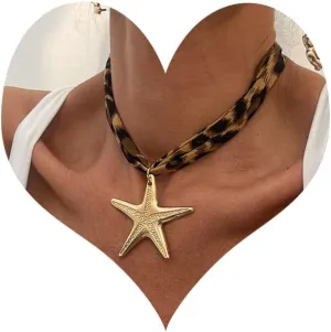 Starfish Conch Necklace for Women Starfish Pendant Necklaces Conch Statement Trendy Summer Beach Jewelry Accessories
