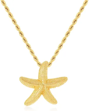 Starfish Necklace Shell Pendant Necklaces for Women Boho Beach Gold Chain Charm Necklace Trendy Summer Ocean Jewelry