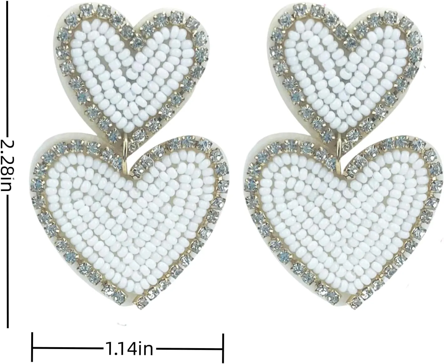 Statement Drop Earrings - Bohemian Beaded Big Heart Dangle Earrings Gift for Women