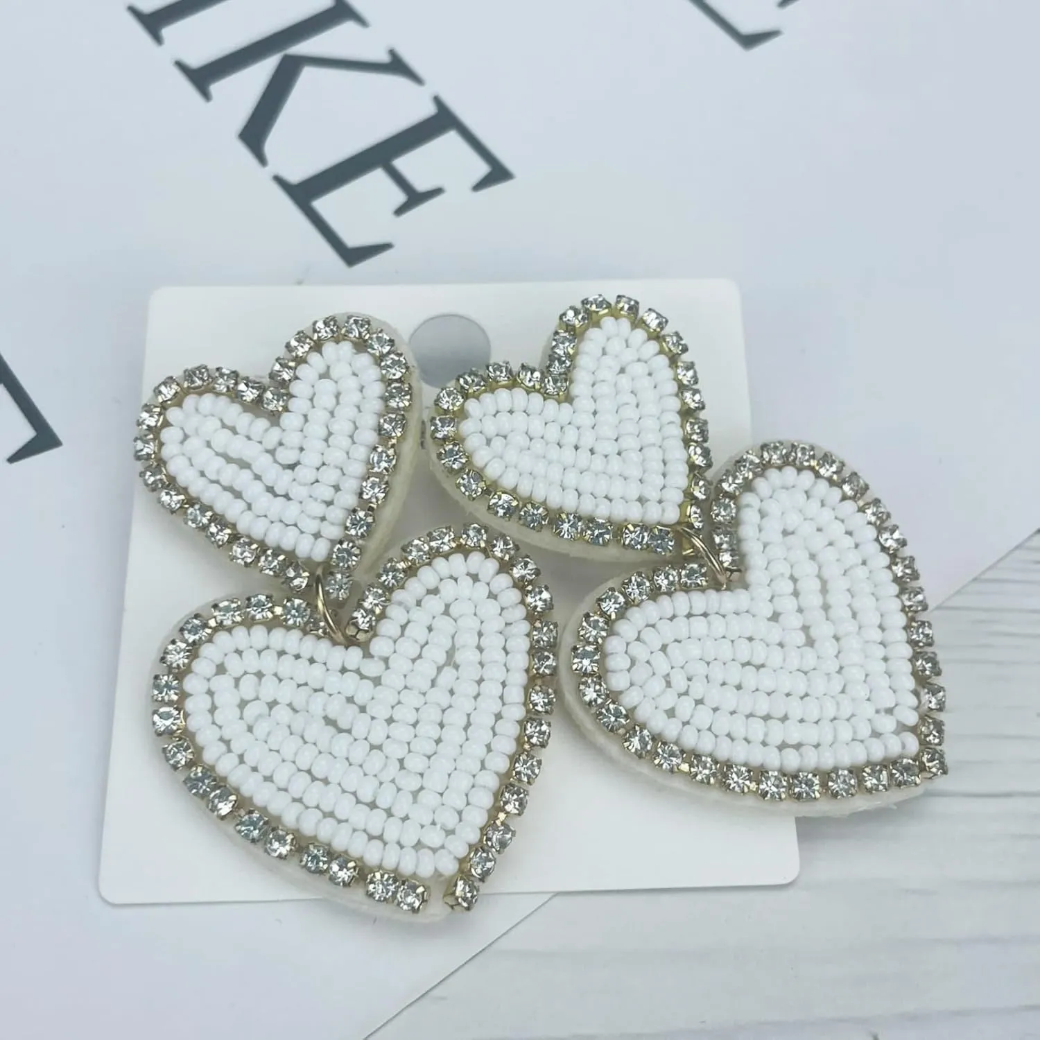 Statement Drop Earrings - Bohemian Beaded Big Heart Dangle Earrings Gift for Women