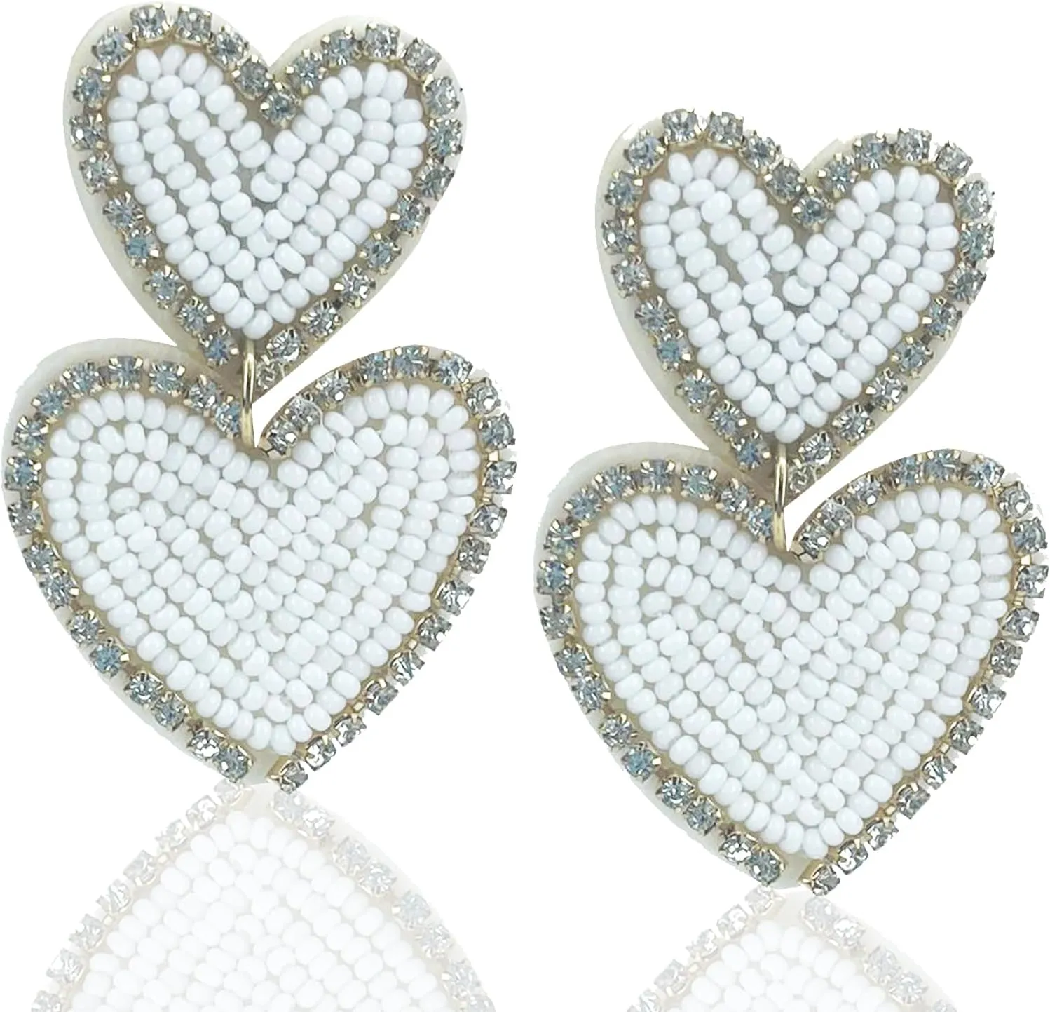 Statement Drop Earrings - Bohemian Beaded Big Heart Dangle Earrings Gift for Women