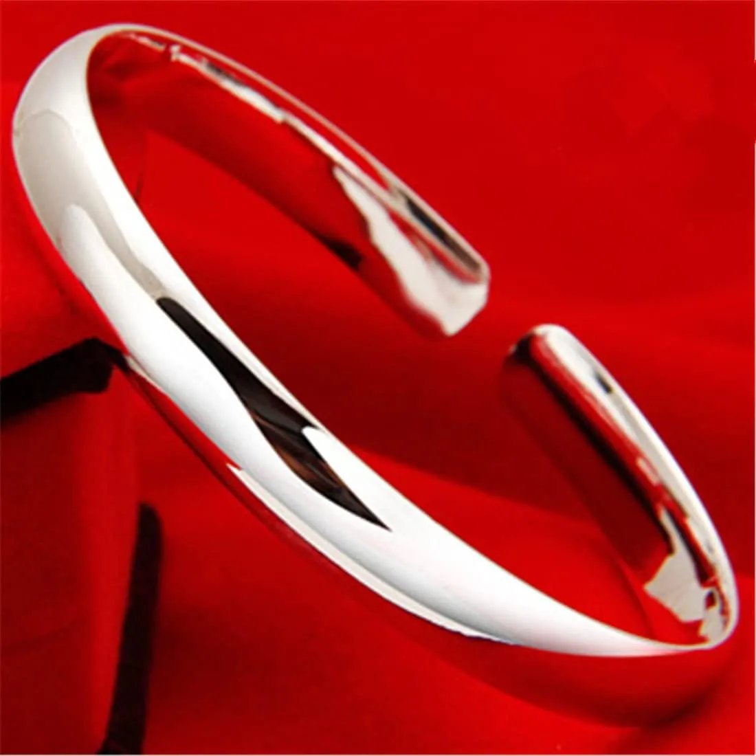 Sterling Silver Bangle Bracelets for Women,Fashion Jewelry Simple Adjustable 925 Silver Cuff Bangles for Women Mom Wife Valentine Mothers Day Gift
