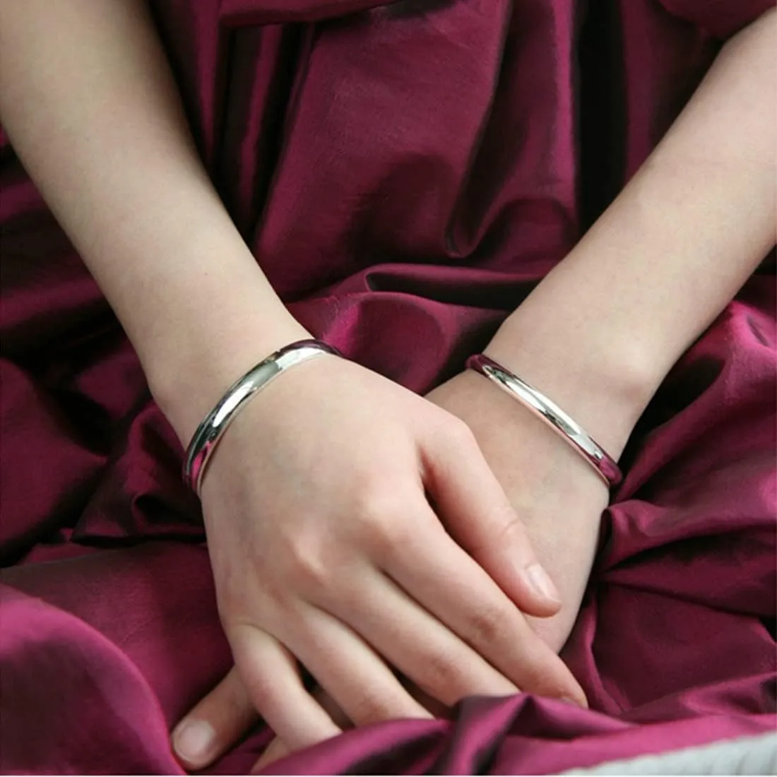 Sterling Silver Bangle Bracelets for Women,Fashion Jewelry Simple Adjustable 925 Silver Cuff Bangles for Women Mom Wife Valentine Mothers Day Gift