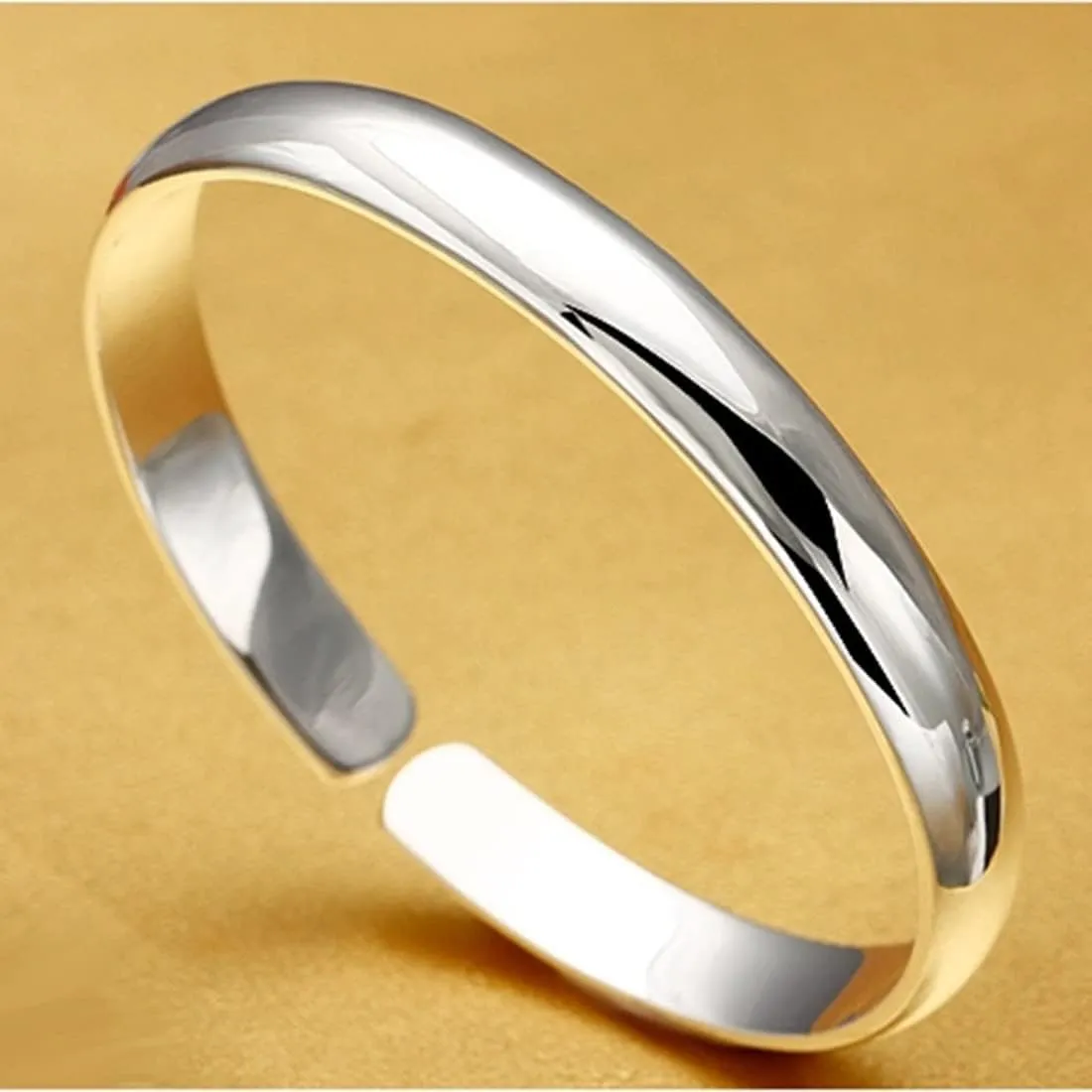 Sterling Silver Bangle Bracelets for Women,Fashion Jewelry Simple Adjustable 925 Silver Cuff Bangles for Women Mom Wife Valentine Mothers Day Gift