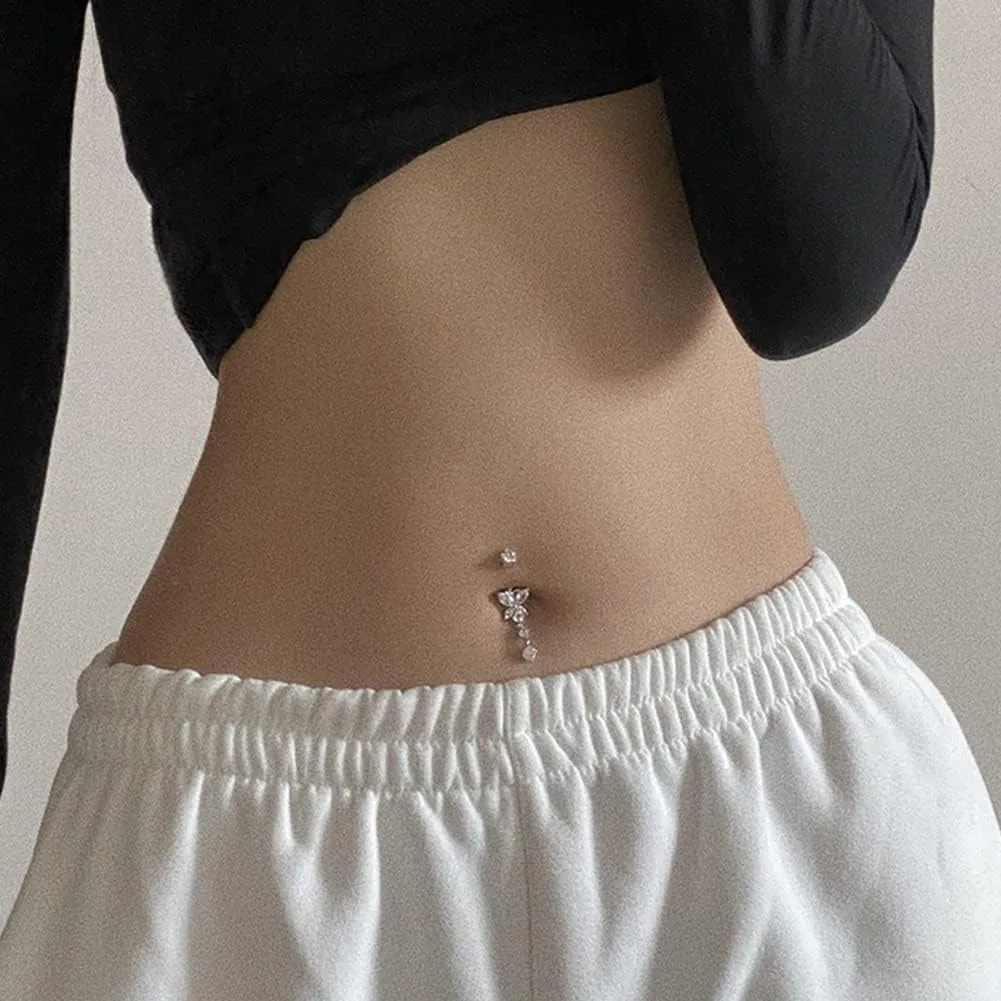 Sterling Silver Belly Button Rings, Real 925 Sterling Silver, 14G Sterling Silver Navel Rings, High Polished Smooth Surface, Resists Allergy, 925 Silver Belly Piercing