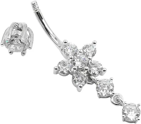 Sterling Silver Belly Button Rings, Real 925 Sterling Silver, 14G Sterling Silver Navel Rings, High Polished Smooth Surface, Resists Allergy, 925 Silver Belly Piercing