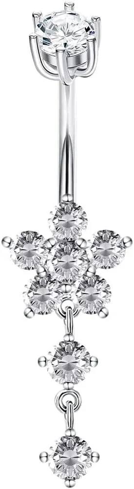 Sterling Silver Belly Button Rings, Real 925 Sterling Silver, 14G Sterling Silver Navel Rings, High Polished Smooth Surface, Resists Allergy, 925 Silver Belly Piercing